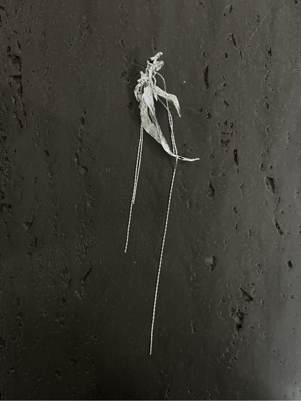 White Long Leaf Asahin Earring - single left