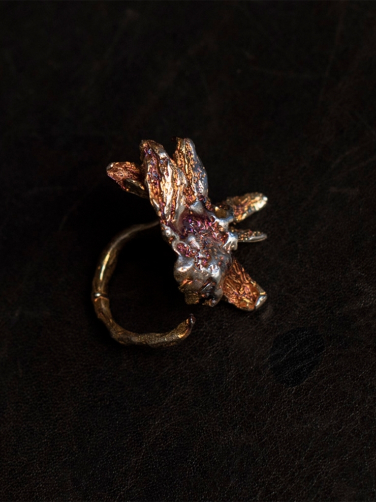 AOKINSIDE Oxidized Half Sunflower Rings