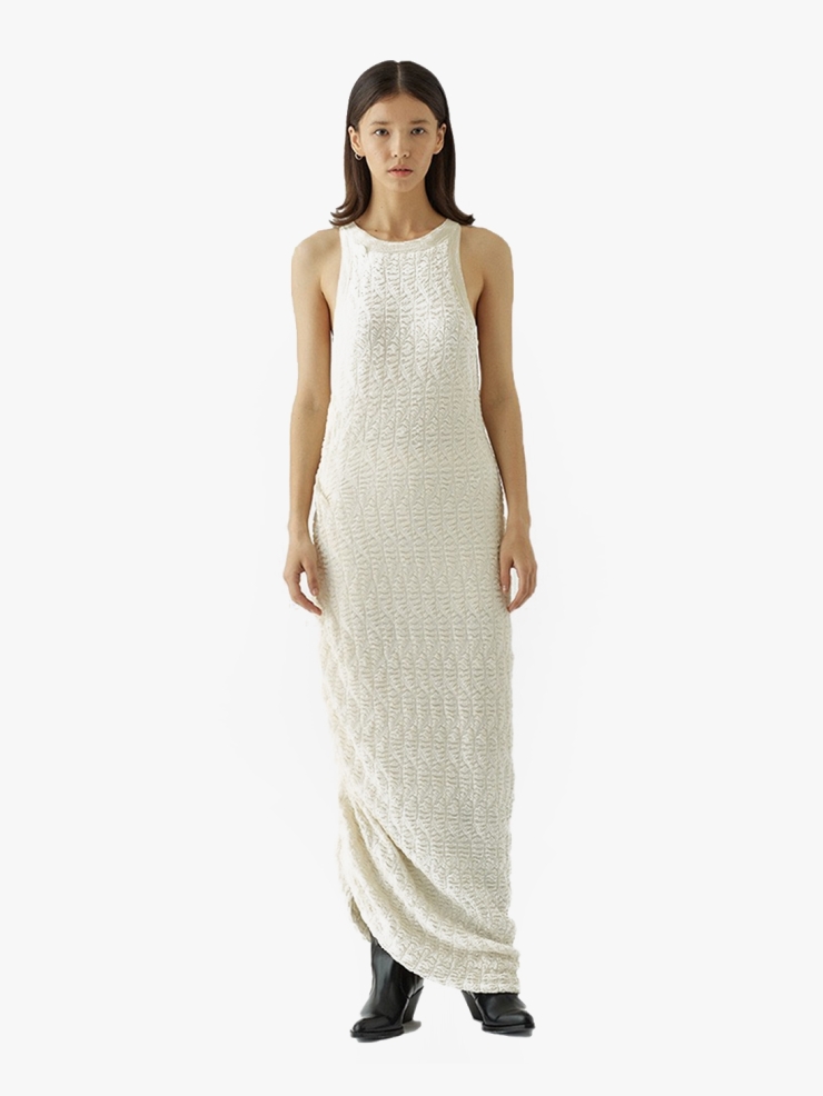 SWAYING Pleated Bubble Tank Top Dress