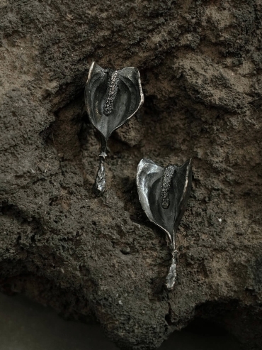 Black Curved Candle Earrings