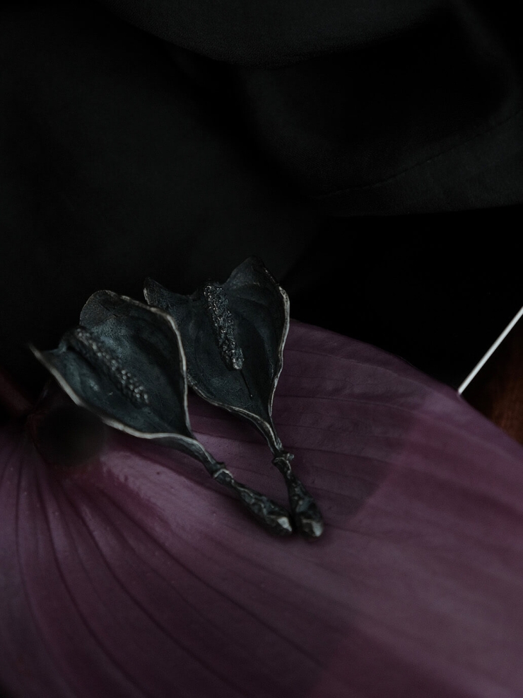 Black Curved Candle Earrings