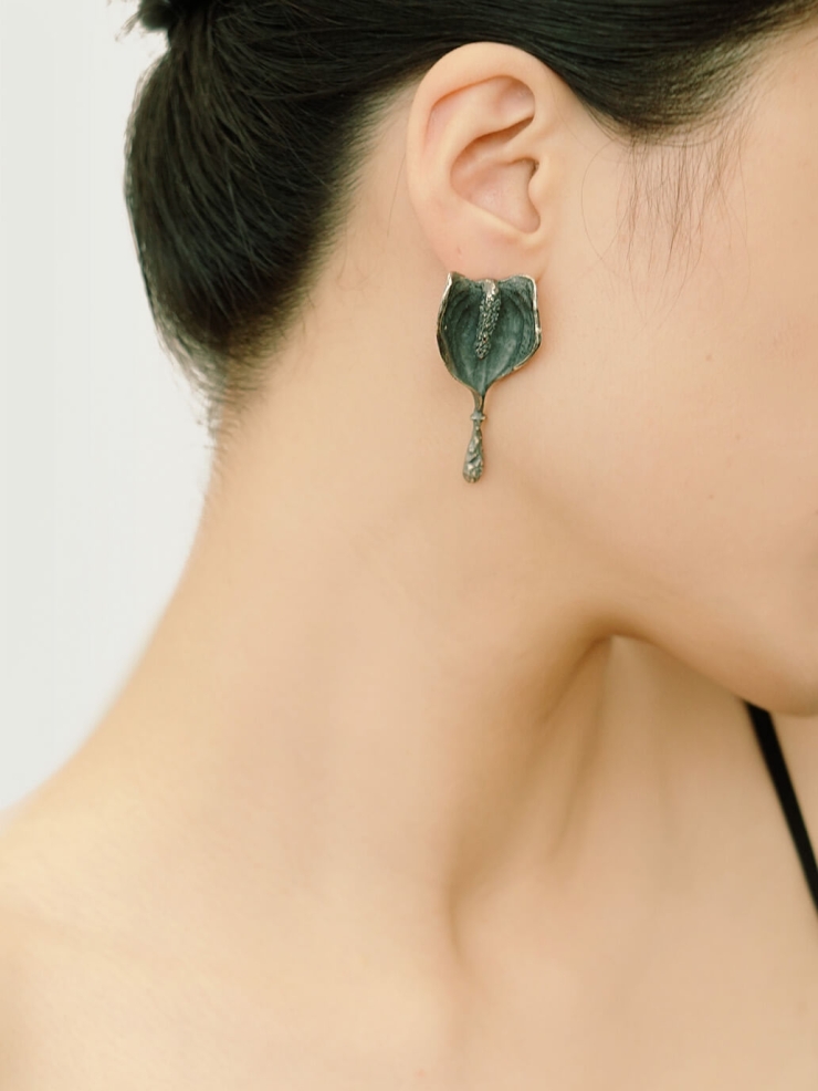 Black Curved Candle Earrings