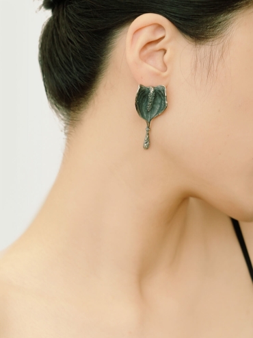 Black Curved Candle Earrings