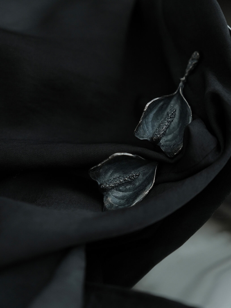 Black Curved Candle Earrings