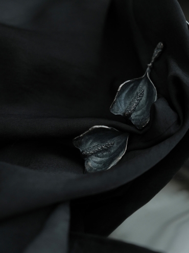 Black Curved Candle Earrings