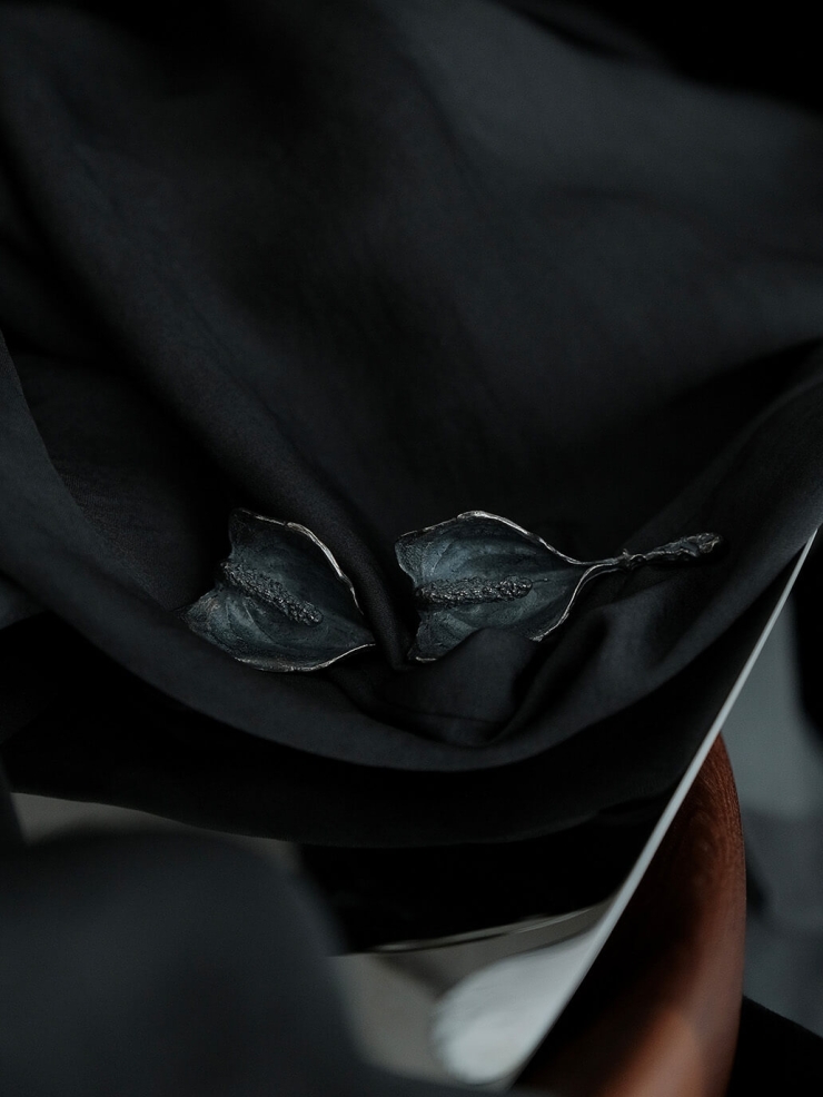 Black Curved Candle Earrings