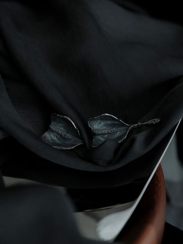 Black Curved Candle Earrings