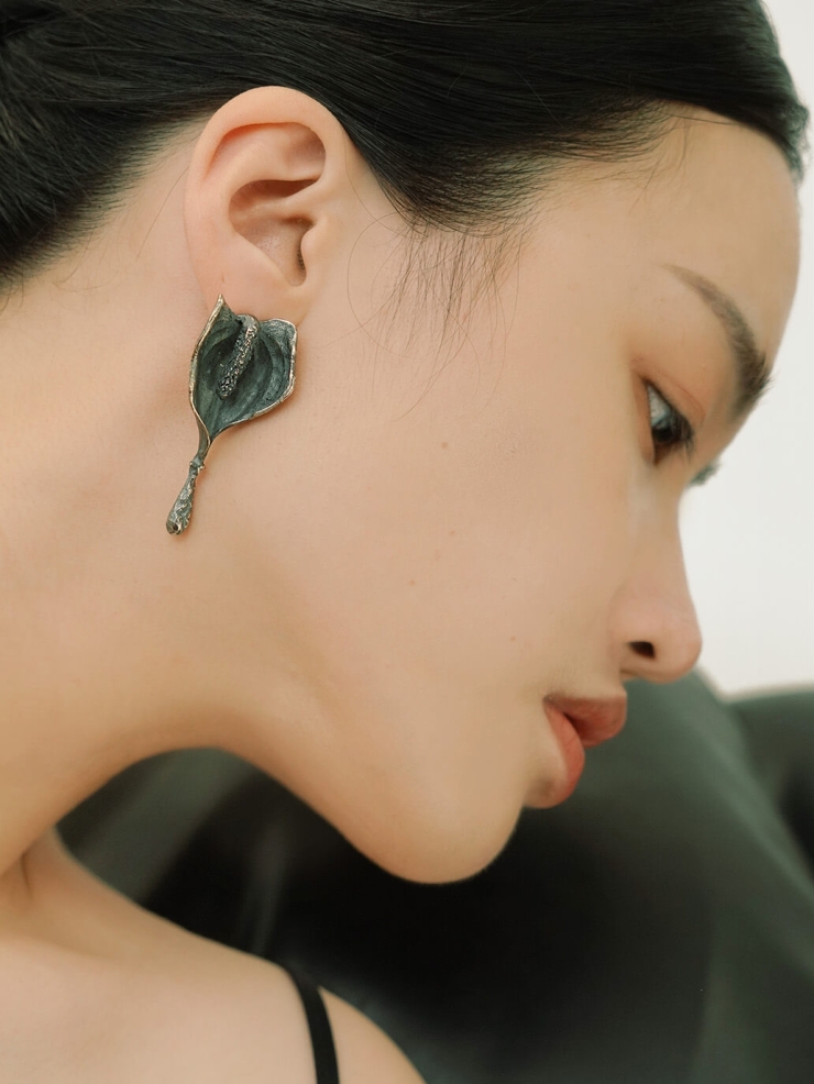 Black Curved Candle Earrings