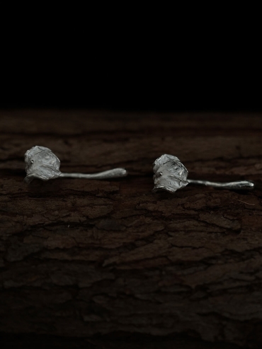 Silver Candle Stud Earrings