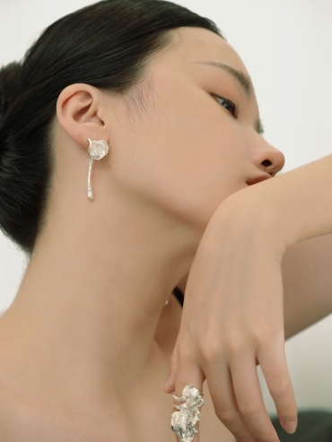 Silver Candle Stud Earrings