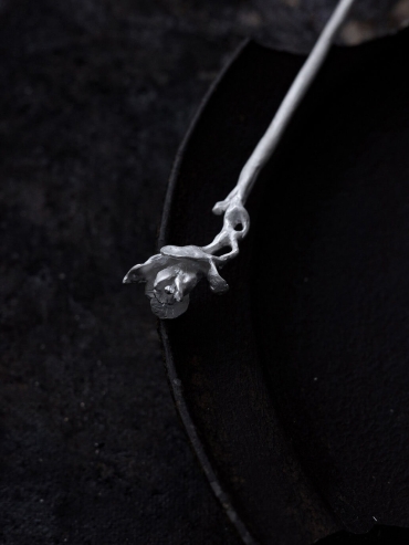 Silver magnolia bud hairpin