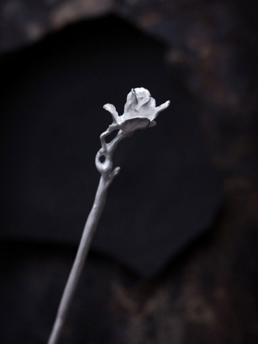 Silver magnolia bud hairpin