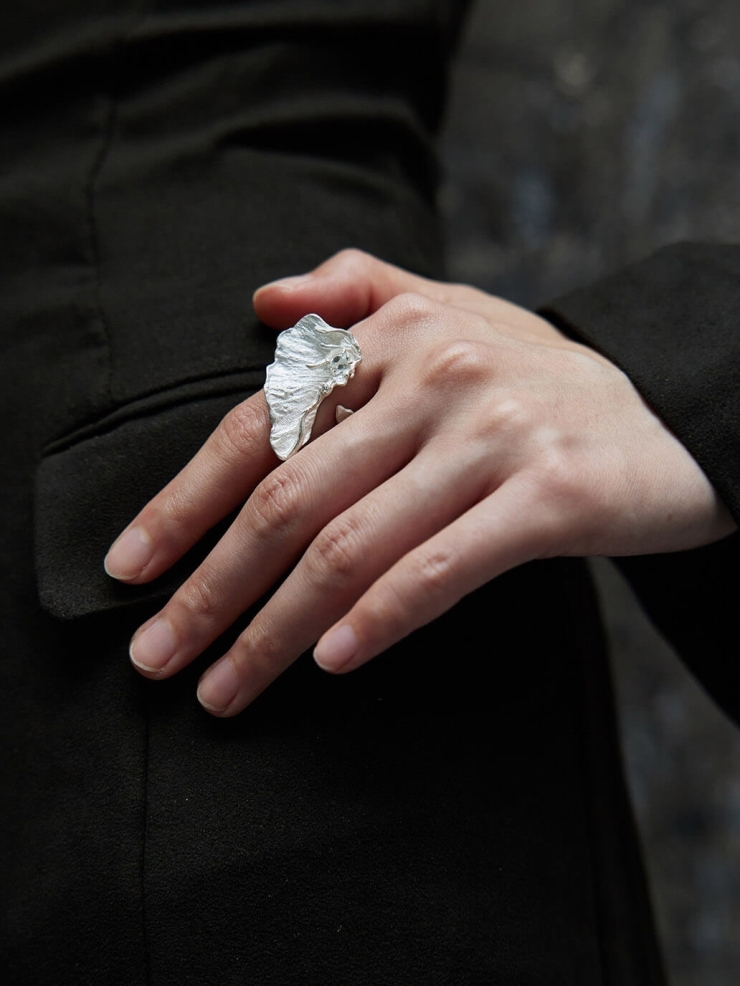 White shimmering ring