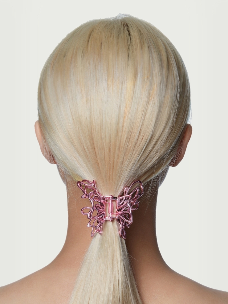 Pink mini liquefied butterfly hair gripper