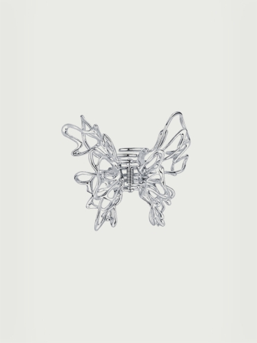 Silver mini liquefied butterfly hair gripper
