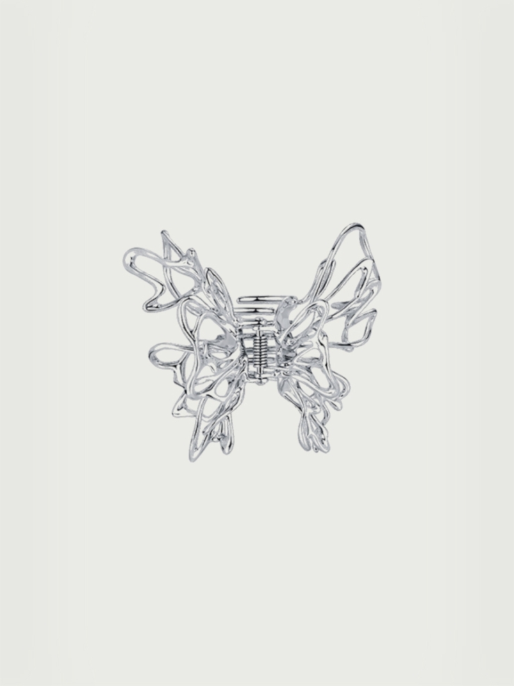 Silver mini liquefied butterfly hair gripper