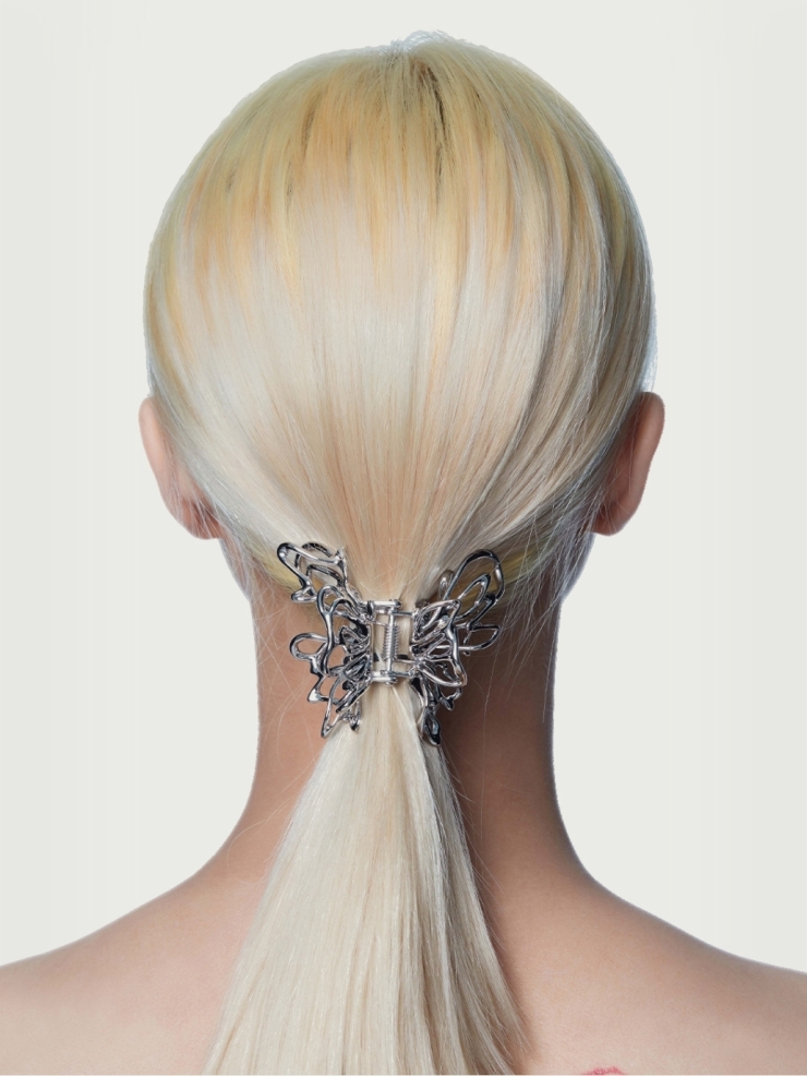 Silver mini liquefied butterfly hair gripper