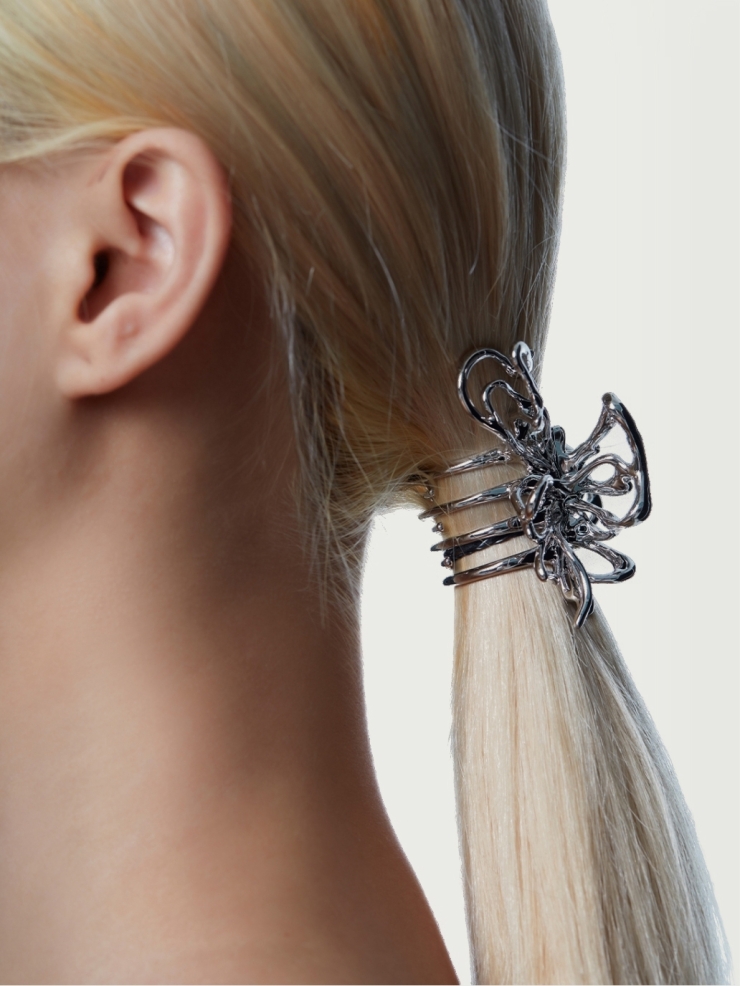 Silver mini liquefied butterfly hair gripper