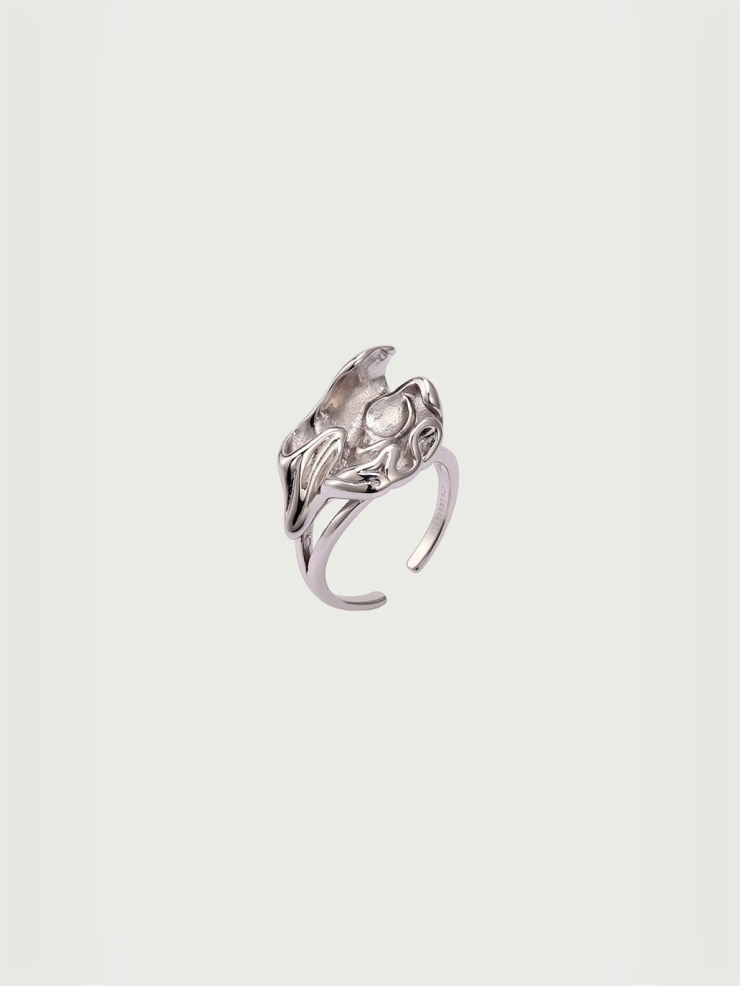 Silver Pleated Open Ring
