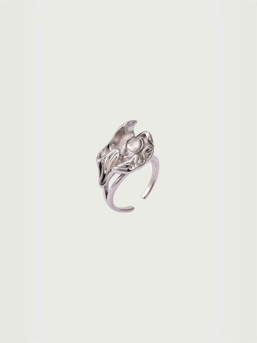 Silver Pleated Open Ring
