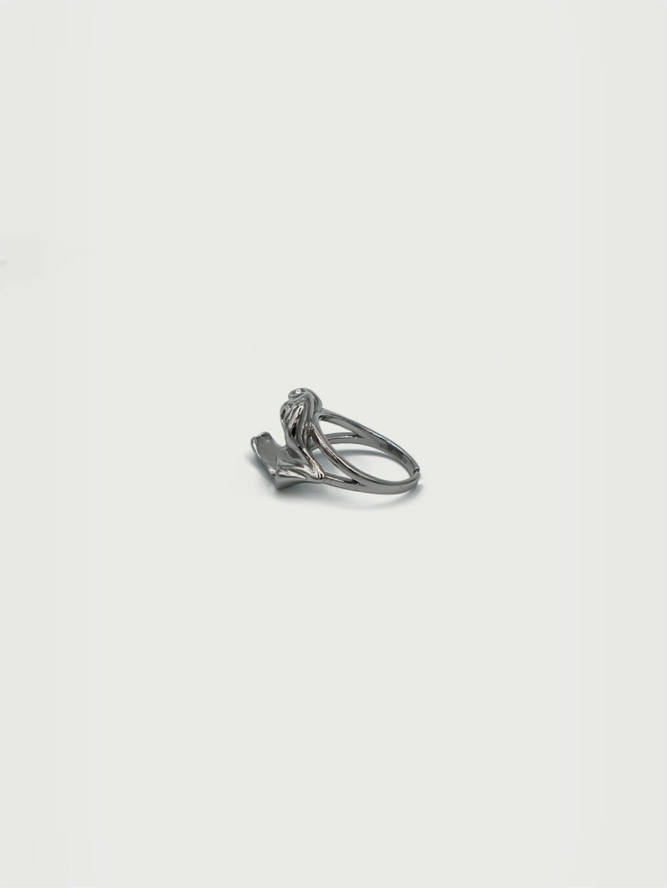 Silver Pleated Open Ring