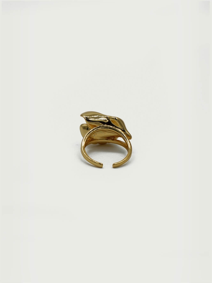 Gold Pleated Open Ring