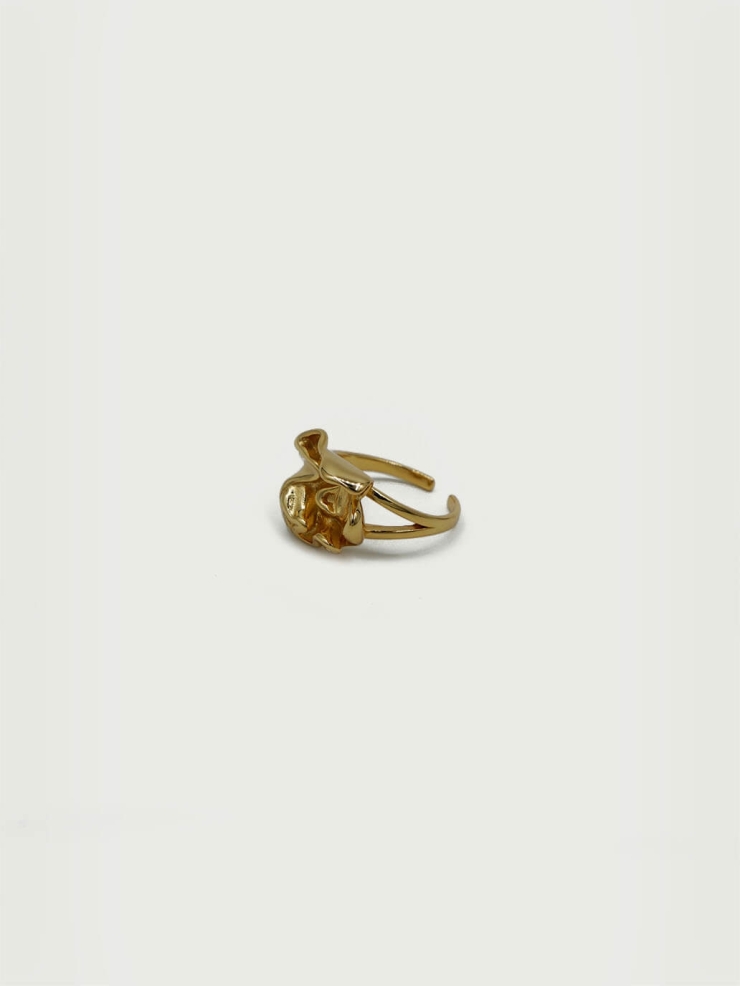 Gold Pleated Open Ring