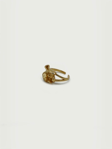 Gold Pleated Open Ring
