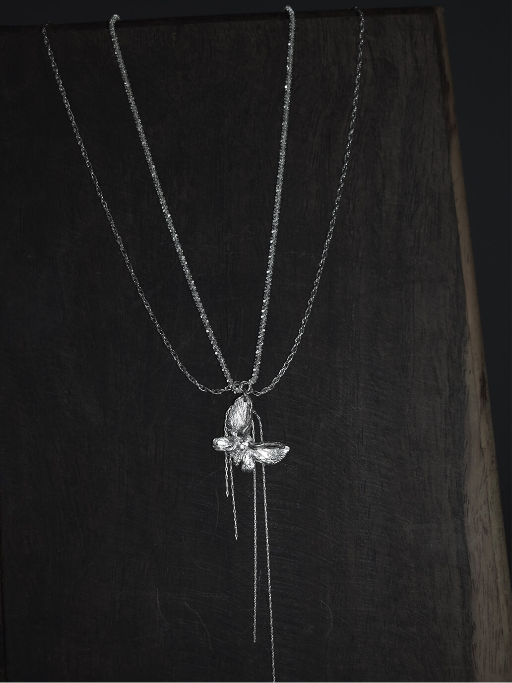 Silver Single White Butterfly Necklace