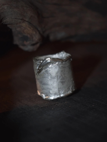 Silver irregular wide ring