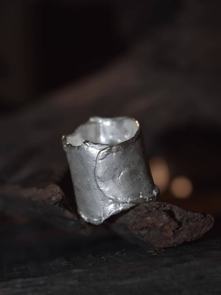Silver irregular wide ring