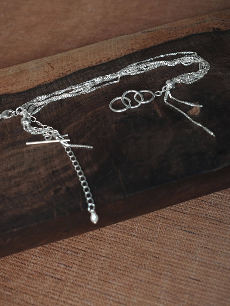 Silver butterfly knitted ring and bracelet - set