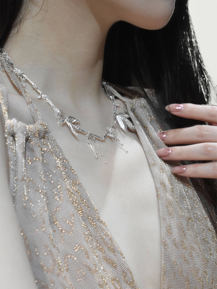 Silver bamboo necklace