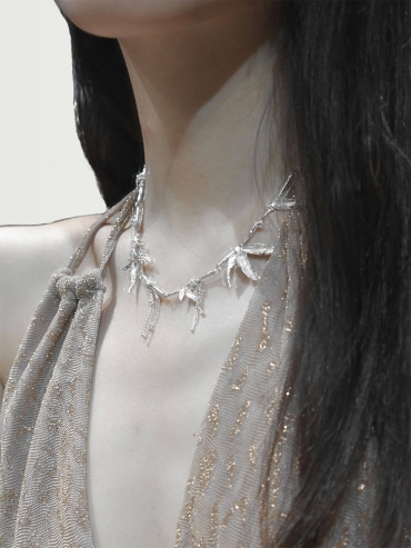 Silver bamboo necklace