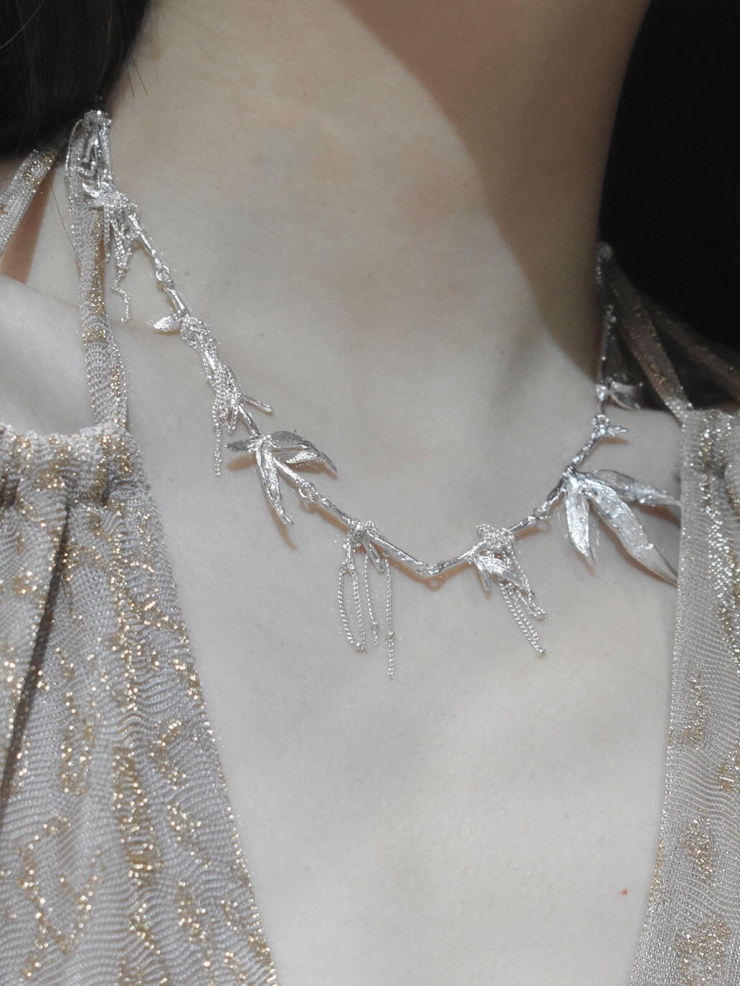 Silver bamboo necklace