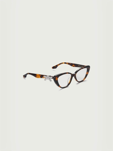 Brown Side-Embellished Bowknot Optical Glasses