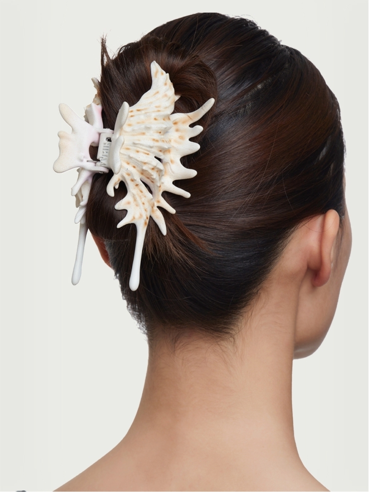 Multi- Colored conch shell hair claw clip