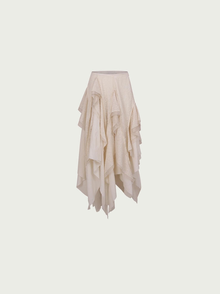 White wool layered skirt