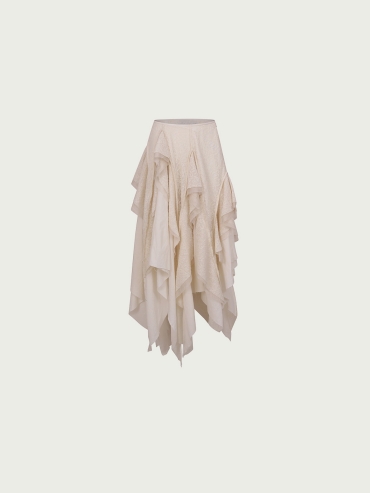White wool layered skirt