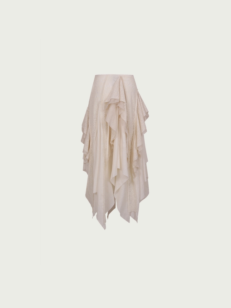 White wool layered skirt