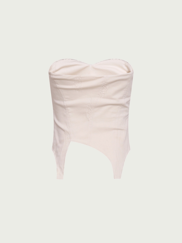 White ruched tube top