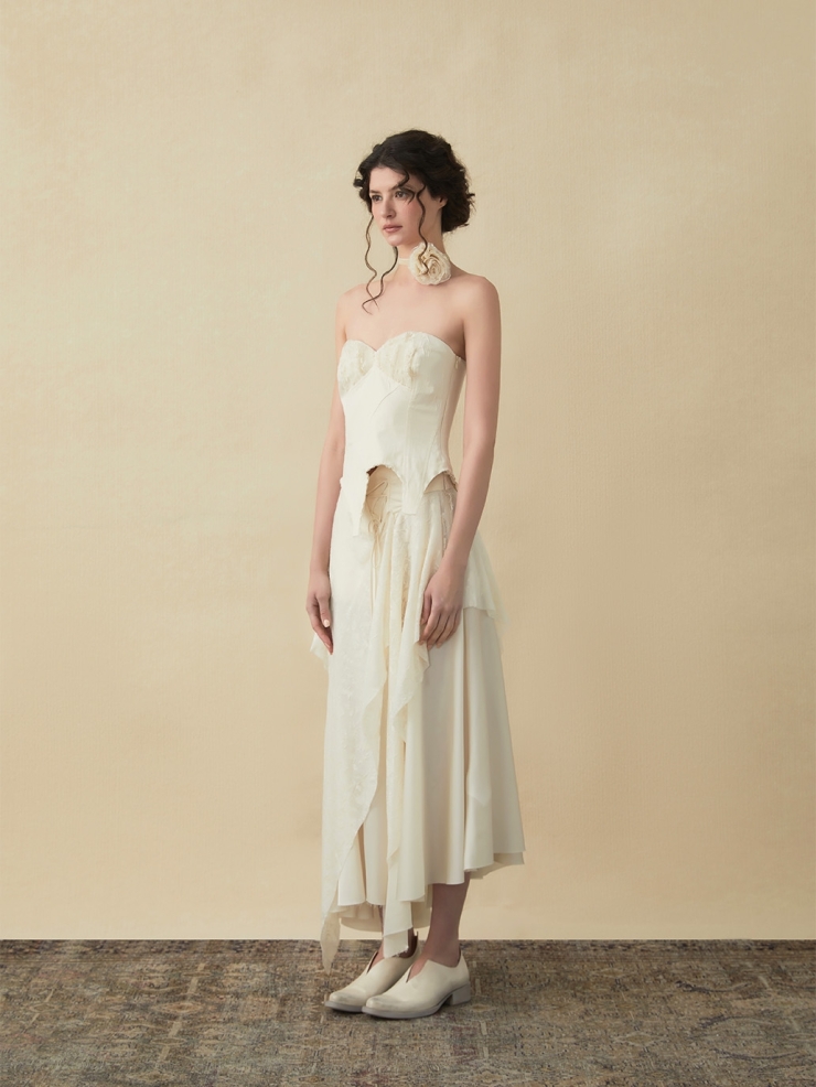 White ruched tube top