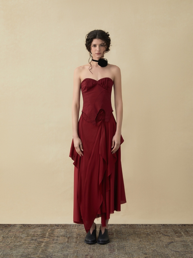 Rose ruched tube top