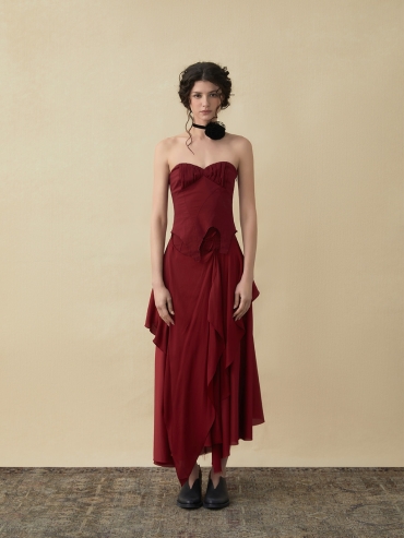 Rose ruched tube top