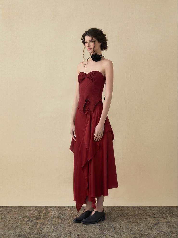 Rose ruched tube top