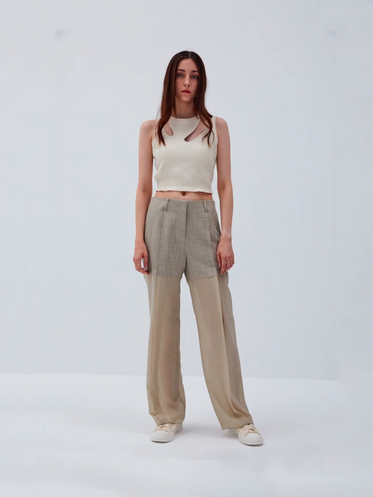Beige Mary traditional suit trousers