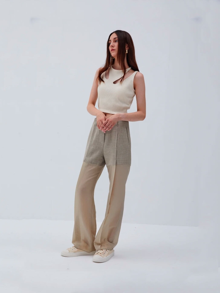 Beige Mary traditional suit trousers