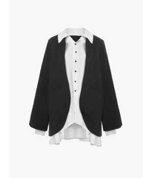 ELYWOOD Black Twinset Blazer with Attached Shirt