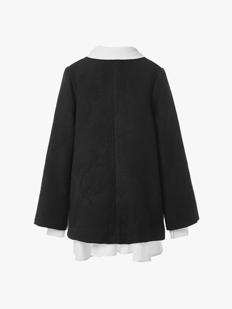 ELYWOOD Black Twinset Blazer with Attached Shirt