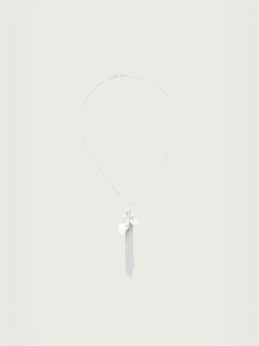 Silver leaf tassel necklace